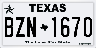 TX license plate BZN1670
