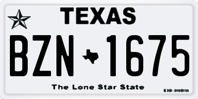 TX license plate BZN1675
