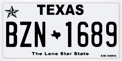 TX license plate BZN1689