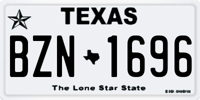 TX license plate BZN1696
