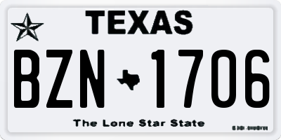 TX license plate BZN1706