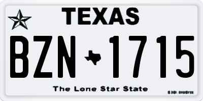 TX license plate BZN1715
