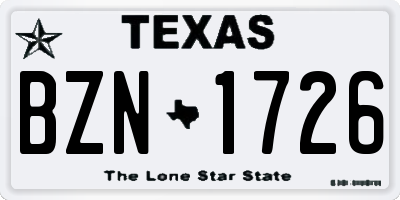 TX license plate BZN1726