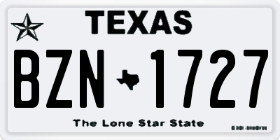 TX license plate BZN1727