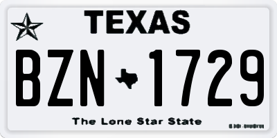 TX license plate BZN1729