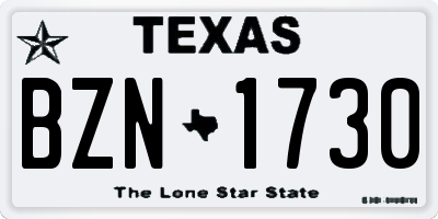 TX license plate BZN1730