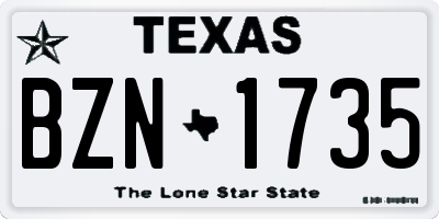 TX license plate BZN1735