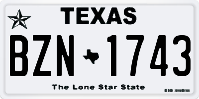 TX license plate BZN1743