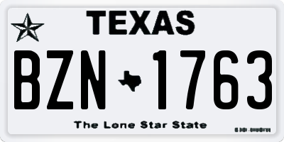 TX license plate BZN1763