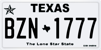 TX license plate BZN1777