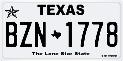 TX license plate BZN1778