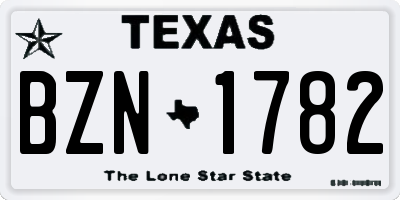 TX license plate BZN1782