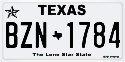 TX license plate BZN1784