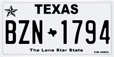 TX license plate BZN1794