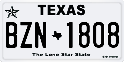 TX license plate BZN1808