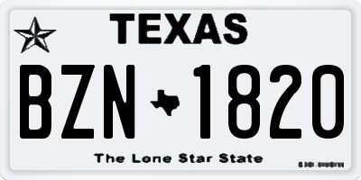 TX license plate BZN1820