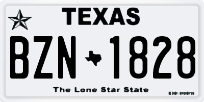 TX license plate BZN1828