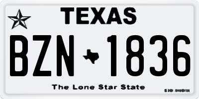 TX license plate BZN1836