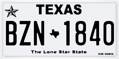 TX license plate BZN1840
