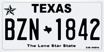 TX license plate BZN1842