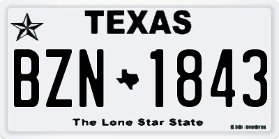 TX license plate BZN1843