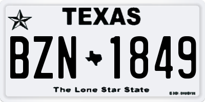 TX license plate BZN1849