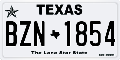 TX license plate BZN1854