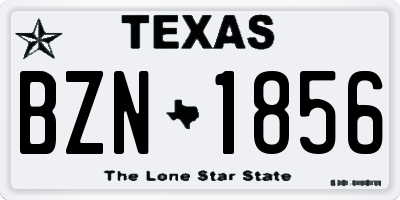 TX license plate BZN1856