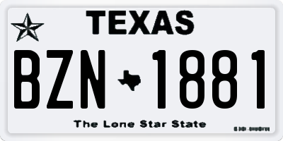 TX license plate BZN1881