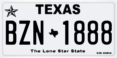 TX license plate BZN1888