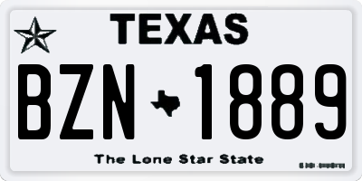 TX license plate BZN1889