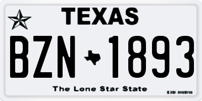 TX license plate BZN1893