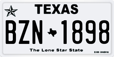 TX license plate BZN1898