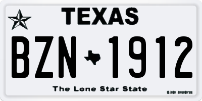 TX license plate BZN1912