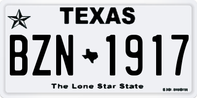TX license plate BZN1917