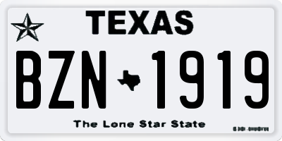 TX license plate BZN1919