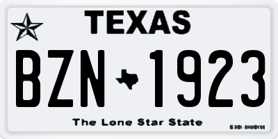 TX license plate BZN1923