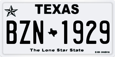 TX license plate BZN1929