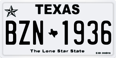 TX license plate BZN1936