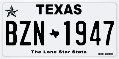 TX license plate BZN1947