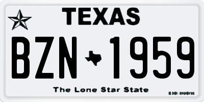 TX license plate BZN1959