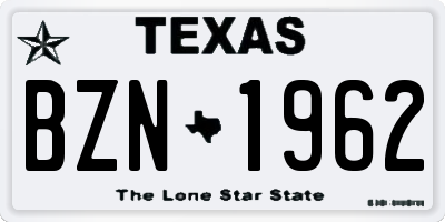 TX license plate BZN1962