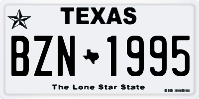 TX license plate BZN1995