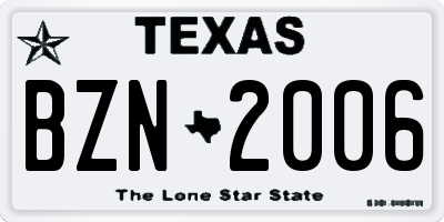 TX license plate BZN2006
