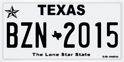 TX license plate BZN2015