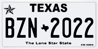 TX license plate BZN2022