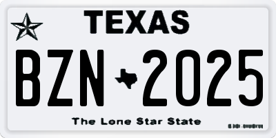 TX license plate BZN2025