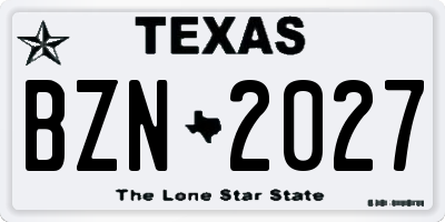 TX license plate BZN2027