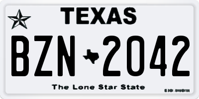 TX license plate BZN2042