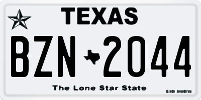 TX license plate BZN2044